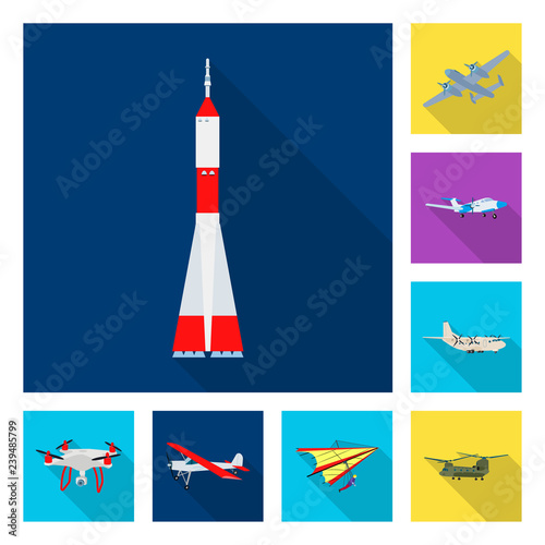 Vector design of plane and transport logo. Set of plane and sky vector icon for stock.