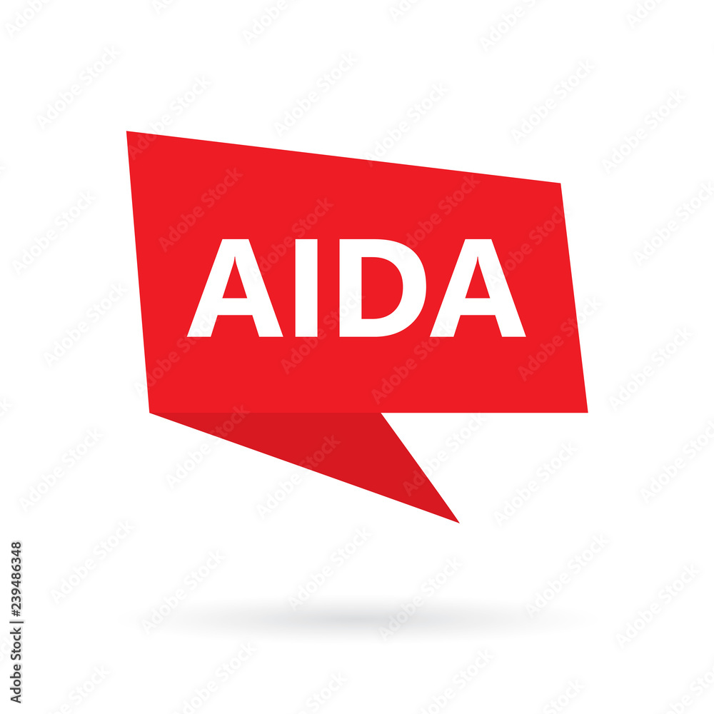 AIDA (Attention Interest Desire Action) acronym on a speach bubble- vector illustration