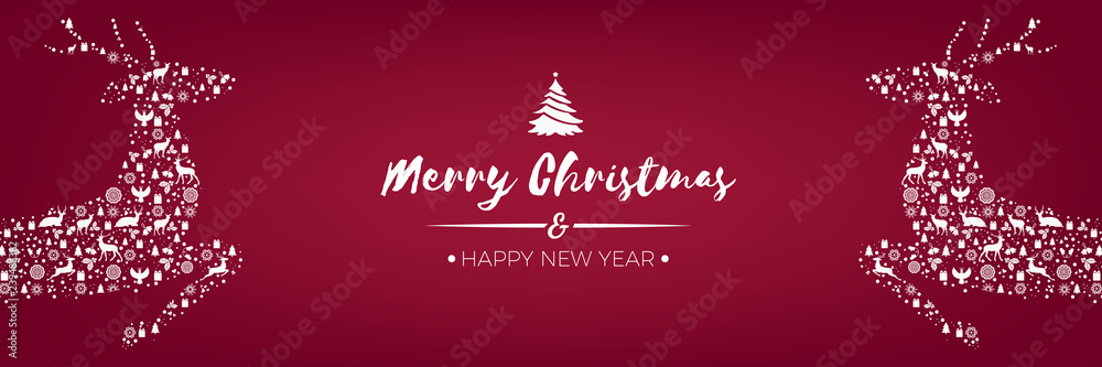 Weihnachtsobjekte Banner Rentiere Collage Weihnachtsobjekte Banner Rentiere Collage