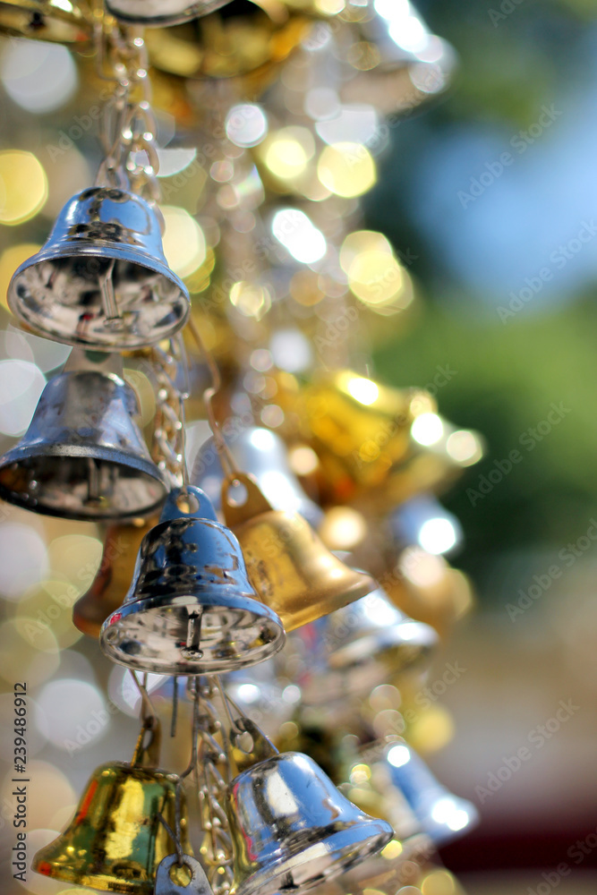 Bell silver and Bell gold Background Blur and Bokeh Bell silver and Bell gold Background Blur and Bokeh