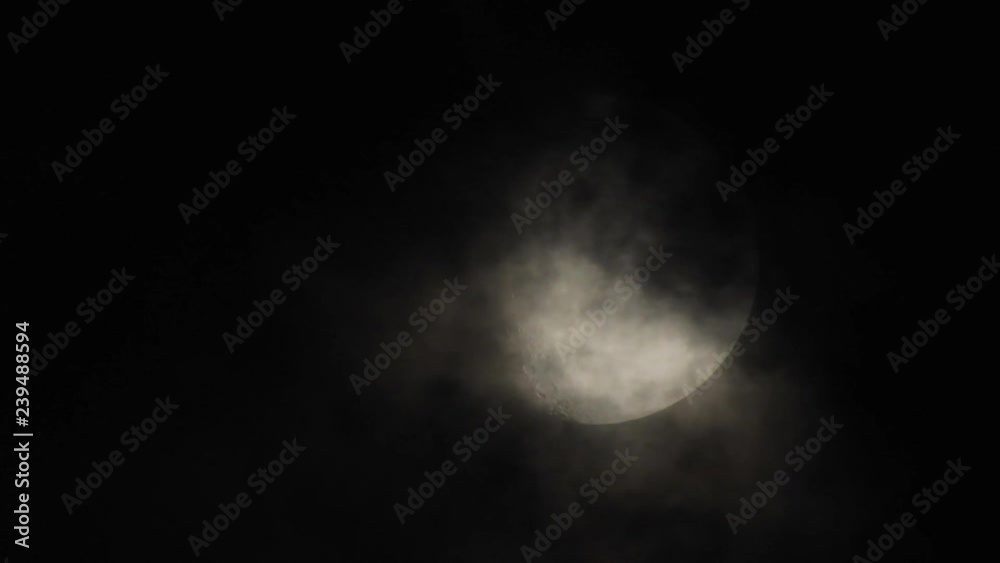 Moon with clouds moving on sky, 4k closeup video at night Moon with clouds moving on sky, 4k closeup video at night
