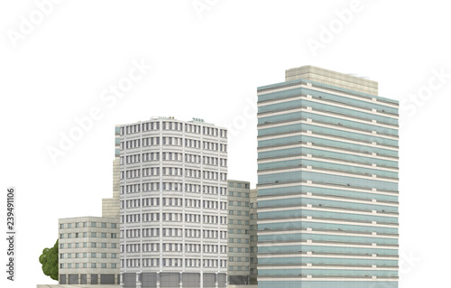 Photo Modern buildings isolated on white background 3d illustration