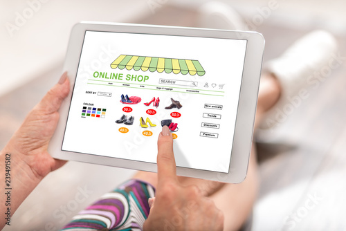 Online shop concept on a tablet