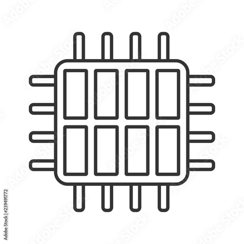 Octa core processor linear icon photo