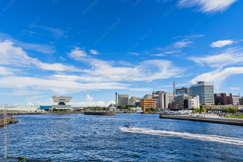 Obraz premium 横浜の海と象の鼻パークの風景