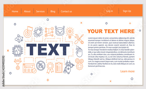 Technical support web page design vector template
