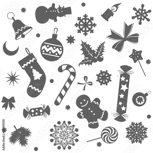 Christmas Collection. Set of Christmas and New Year decorations. Vector illustration