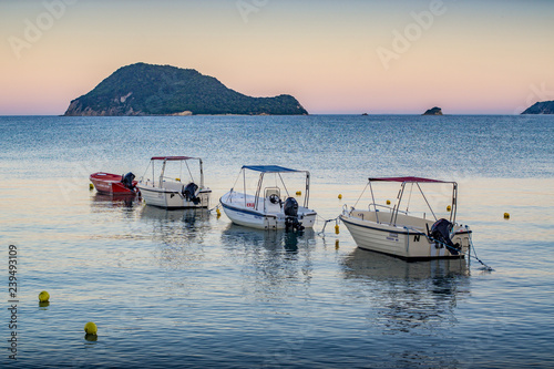 Four boats in a row at Laganas beach - Zakynthos