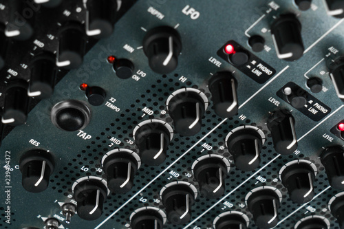 DJ Mixer reversed close up concept photo