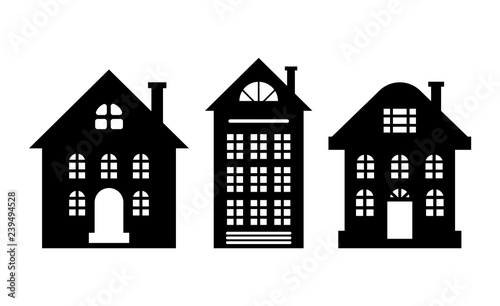 Houses Monochrome Silhouette Multi Storey Building