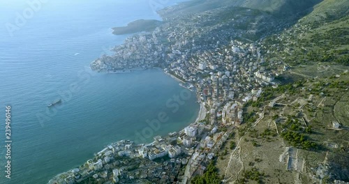 Aerial view of the saranda and the monastery of 40 saints in the same picture