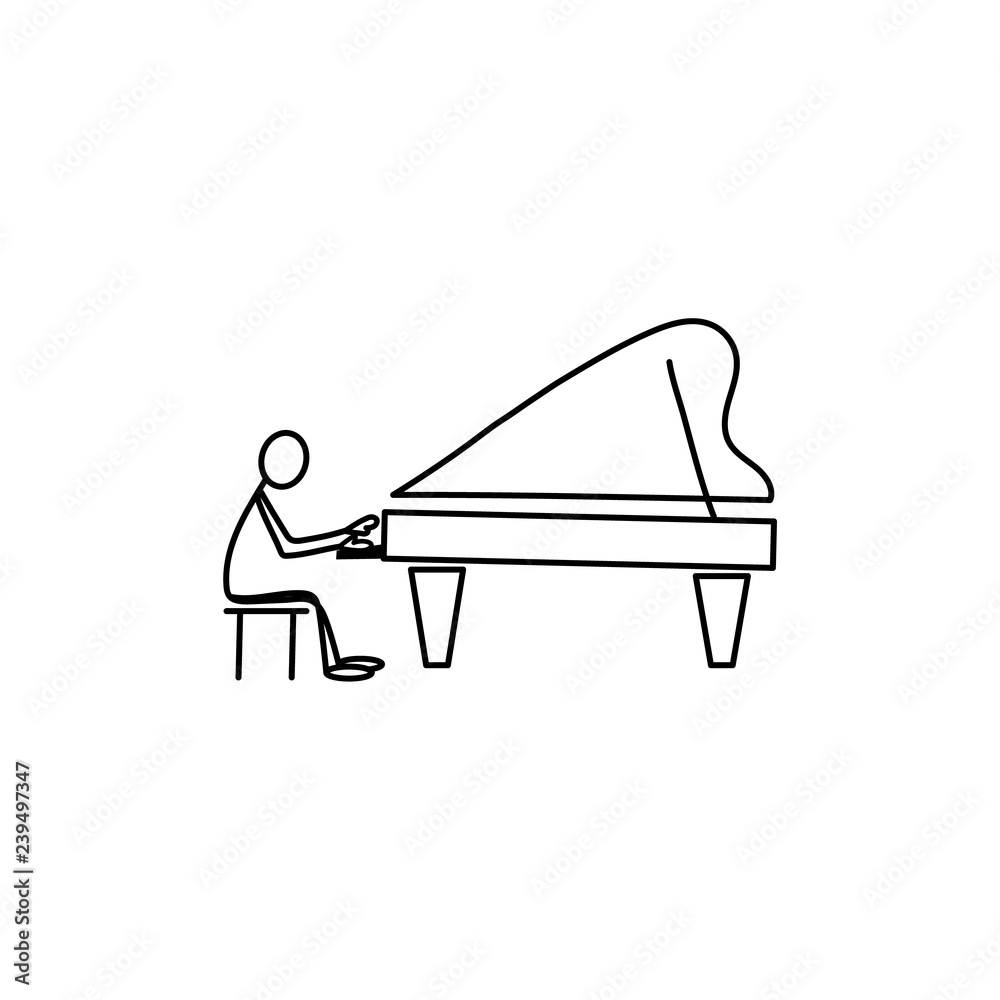 Stick figure man playing the piano Stock Vector | Adobe Stock
