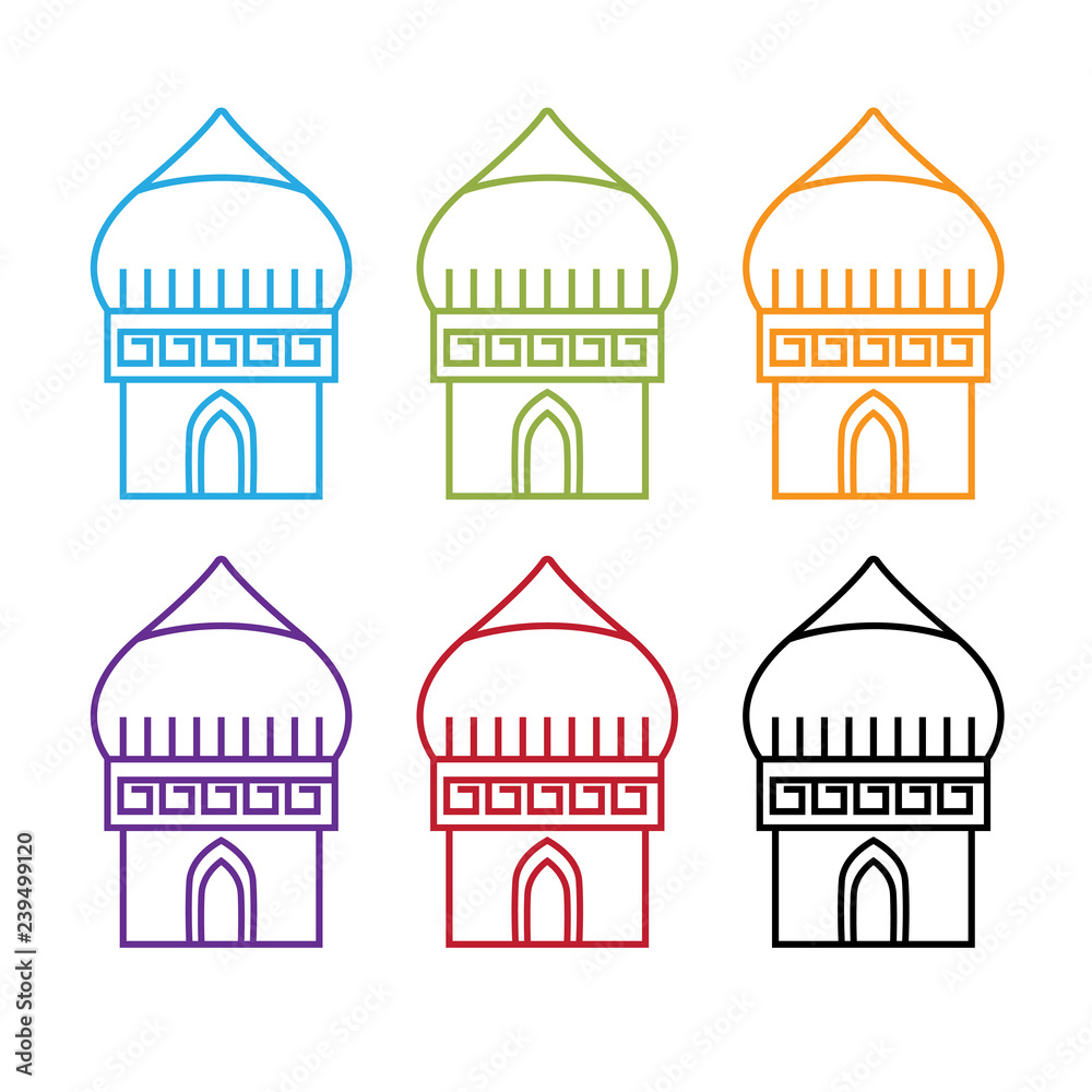 set of abstract middle east buildings vector design template