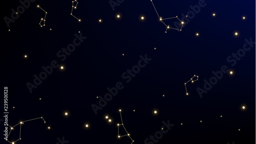 Constellation Map. Astronomical Print. Night Galaxy Pattern. Beautiful Cosmic Sky with Many Stars. Vector Constellation Pattern. © litvinovaelena86