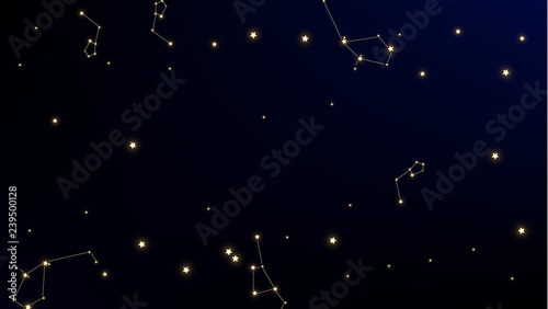 Constellation Map. Astronomical Print. Night Galaxy Pattern. Beautiful Cosmic Sky with Many Stars.     Vector Constellation Pattern.