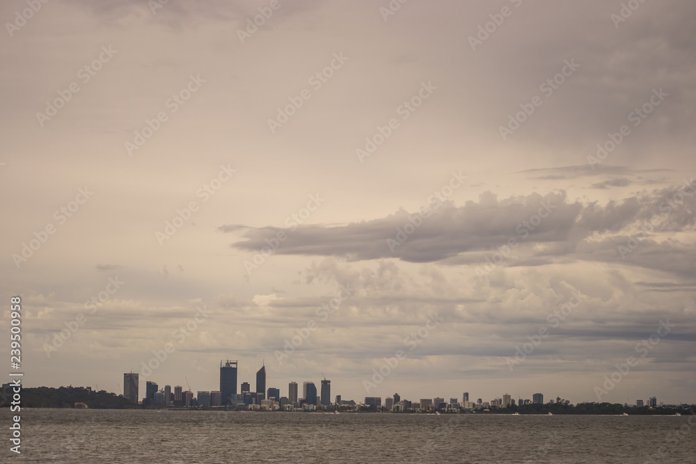 Landscape of the Perth city cloudy day sunset