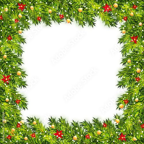 Christmas tree branches frame vector