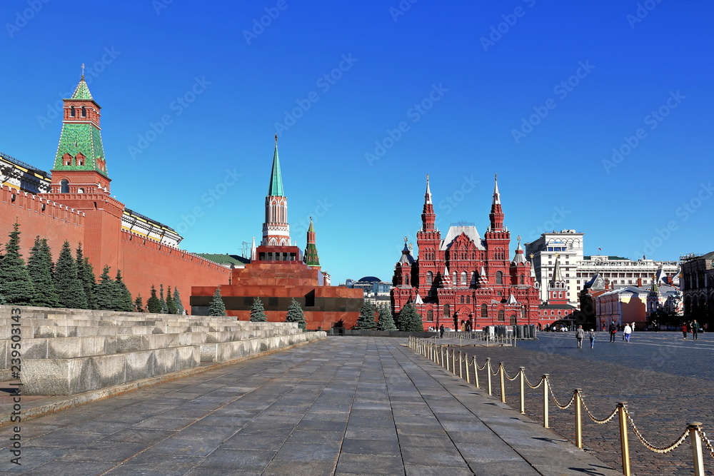 Fototapeta premium Red Square, Moscow Kremlin, Lenin's Mausoleum and the Historical Museum