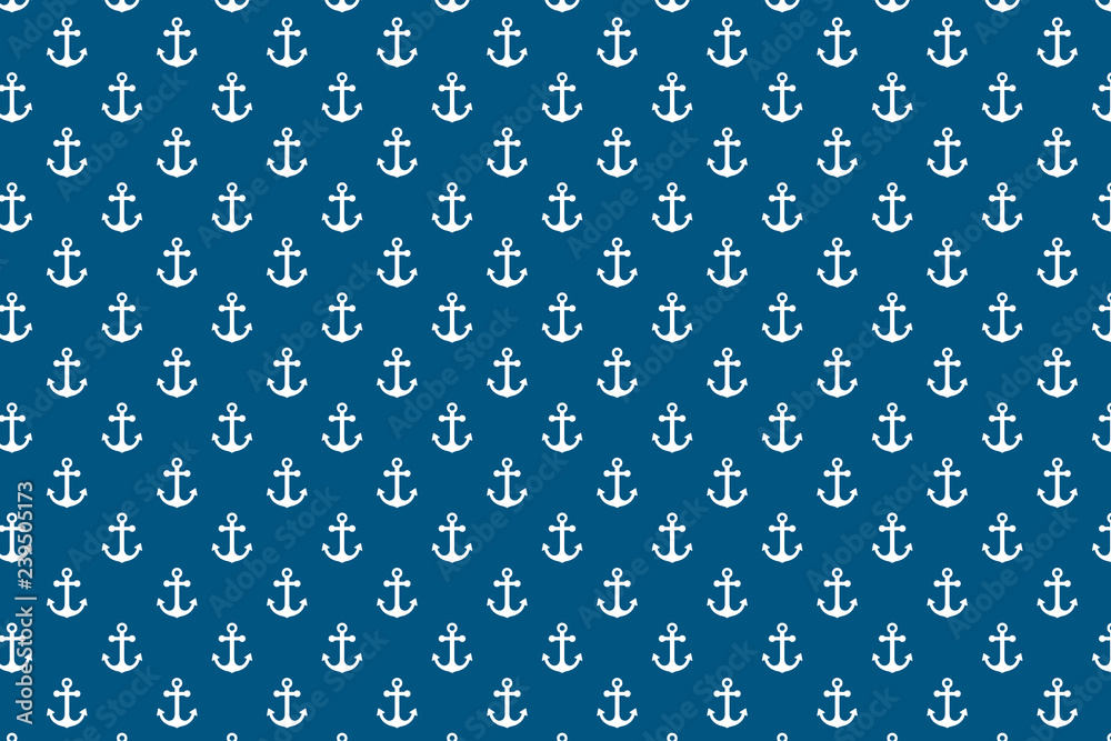 Sea Anchors Pattern on blue background