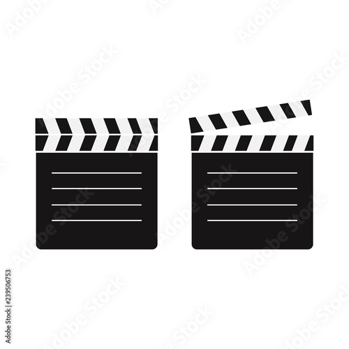 Movie clapperboard. Film action board, cinematography vector illustration