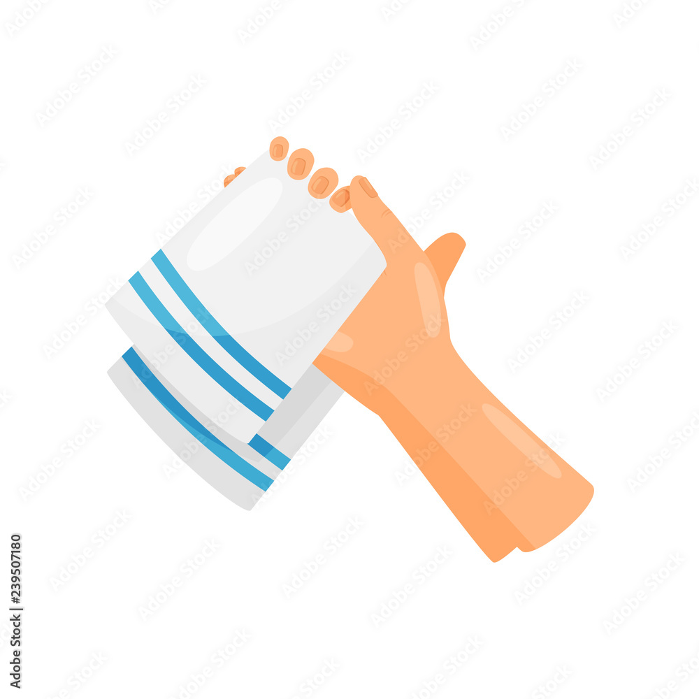 Drying hands with a towel, hygiene, health care and sanitation, prevention of infectious diseases vector Illustration on a white background Drying hands with a towel, hygiene, health care and sanitation, prevention of infectious diseases vector Illustration on a white background