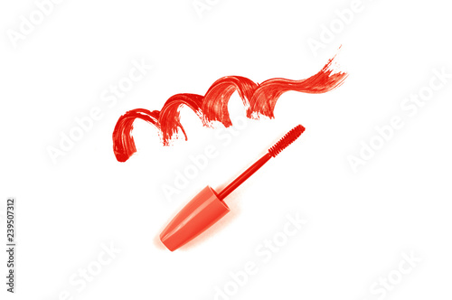 Coral color Trendy Mascara with twirl isolated.