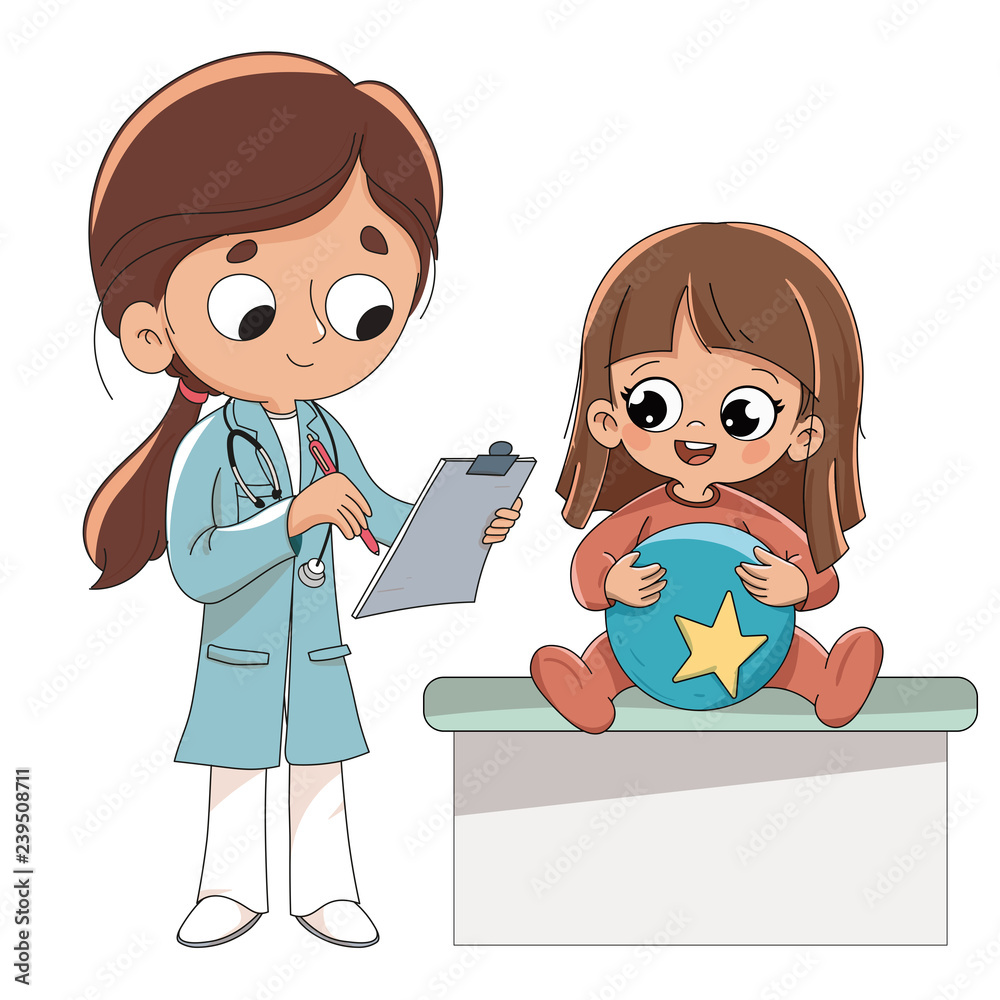Doctor examinando a niño. Pediatra Stock Vector | Adobe Stock