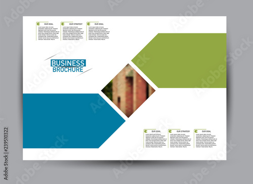 Flyer, brochure, billboard template design landscape orientation for business, education, school, presentation, website. Blue and green color. Editable vector illustration.