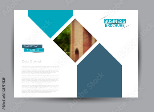 Flyer, brochure, billboard template design landscape orientation for business, education, school, presentation, website. Blue color. Editable vector illustration.