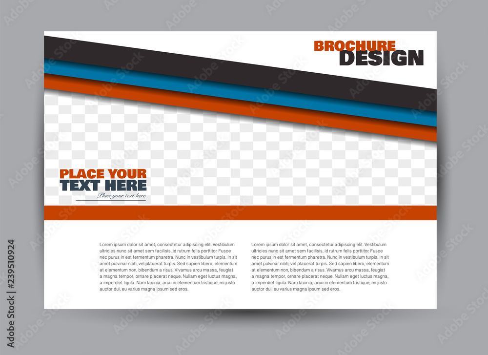 Flyer, brochure, billboard template design landscape orientation for business, education, school, presentation, website. Blue and red color. Editable vector illustration.