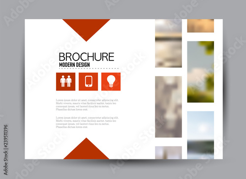 Flyer, brochure, billboard template design landscape orientation for business, education, school, presentation, website. Red color. Editable vector illustration.
