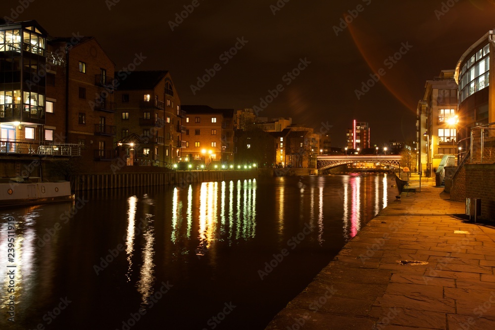 Leeds City centre one of the northern power house cities at night