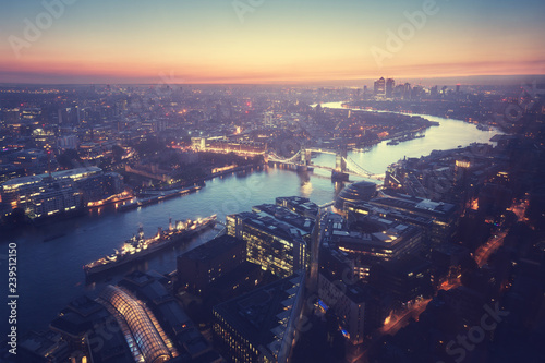 Photography London aerial view with Tower Bridge, UK