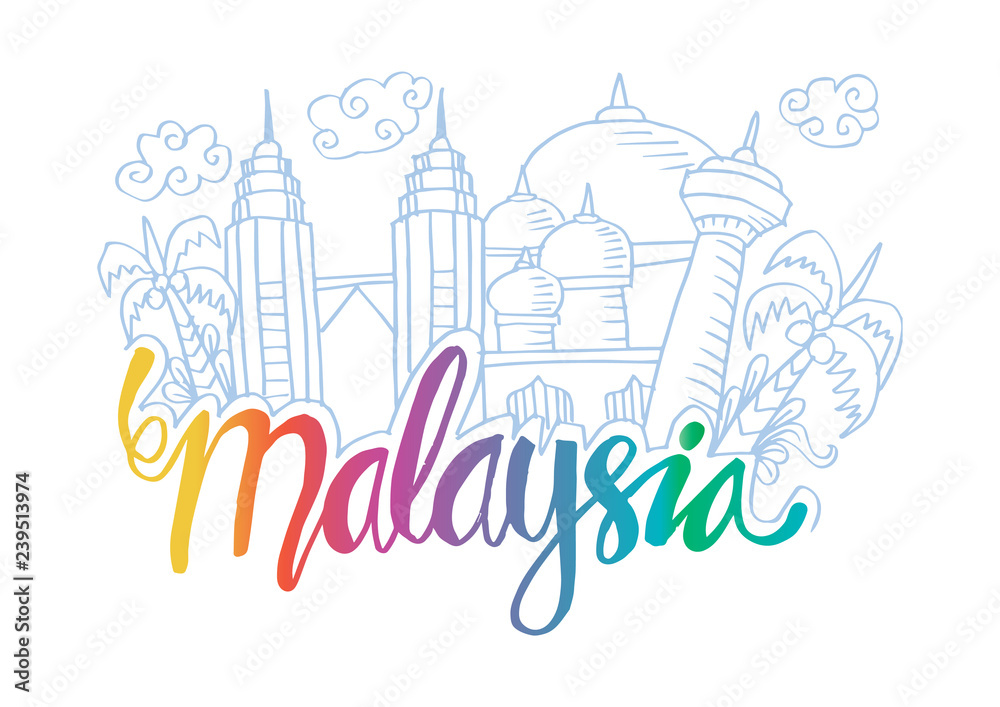 Hand Drawn Symbols Of Malaysia.