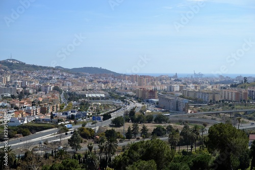 Fototapeta Naklejka Na Ścianę i Meble -  panoramic city view from park in Malaga, Conception garden, jardin la concepcion in Malaga, Spain, botanical garden