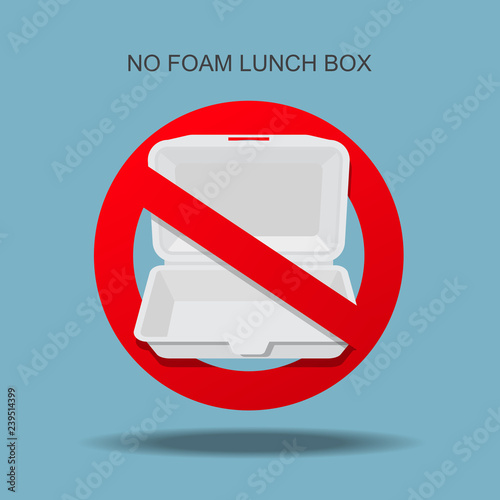 No foam lunch box sign vector illustration.