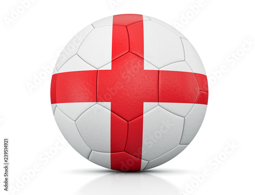 Soccer Ball  Classic soccer ball painted with the colors of the flag of England and apparent leather texture in studio  3D illustration
