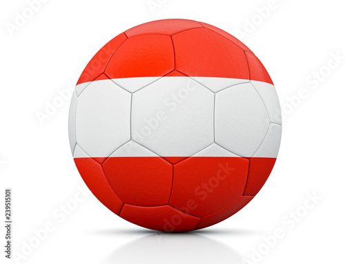 Soccer Ball  Classic soccer ball painted with the colors of the flag of Austria and apparent leather texture in studio  3D illustration
