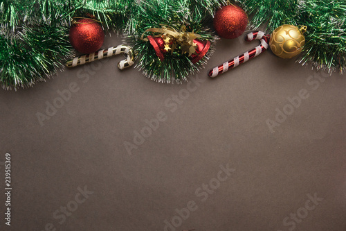 Christmas background with copy space, Christmas toys decorated.