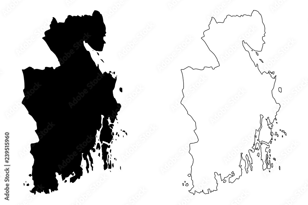 Vestfold (Administrative divisions of Norway, Kingdom of Norway) map vector illustration, scribble sketch Vestfold fylke map