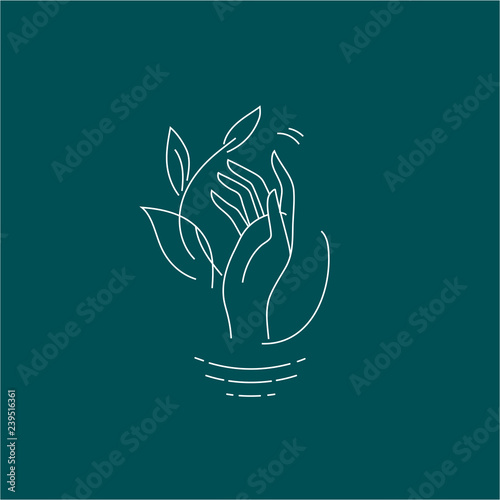 Vector icon and logo for natural cosmetics and care dry skin