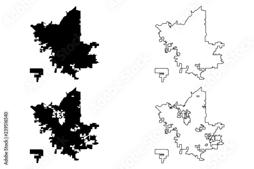 Fresno City (United States cities, United States of America, usa city) map vector illustration, scribble sketch City of Fresno map