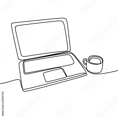 Laptop and coffee vector wi...