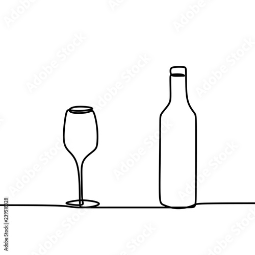 wine one line drawing vecto...