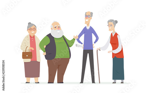 Cheerful senior people - set of cartoon characters