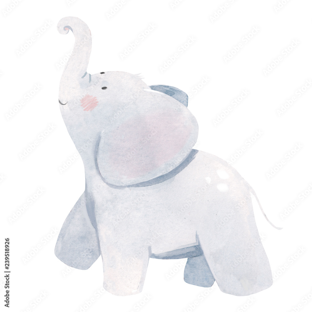 Fototapeta premium Ilustracja słoniątka akwarela