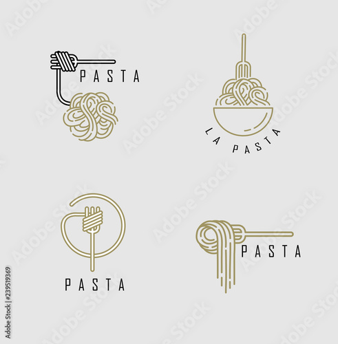 Vector icon and logo for italian pasta or noodles