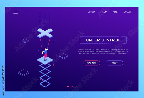 Under control - modern isometric vector website header