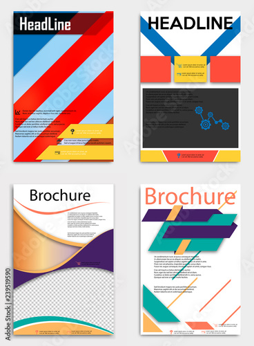 Set of business multipurpose annual report brochure flyer design template vector, publication poster magazine, layout in A4 and A5 size.