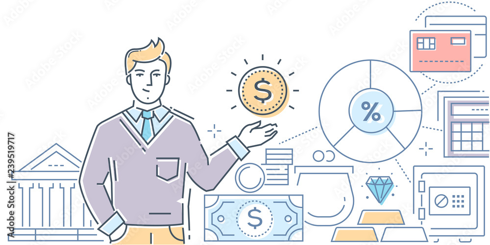 Financial advisor - modern line design style illustration Financial advisor - modern line design style illustration